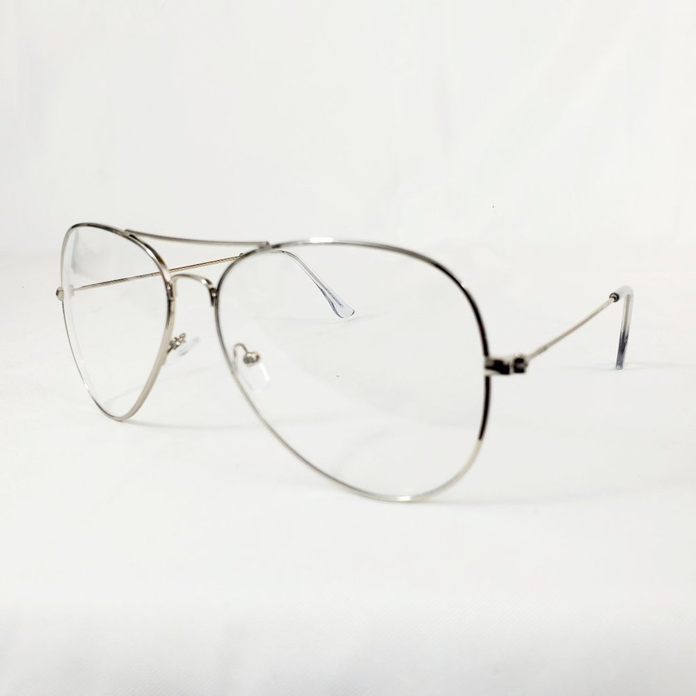 Retro Silver Metal Aviator Frame Blue Blocking Fashion Glasses EF966